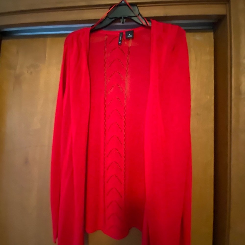 Red cardigan